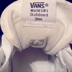 VANS Canvas Sk8-Hi True White Shoes - size 9.5